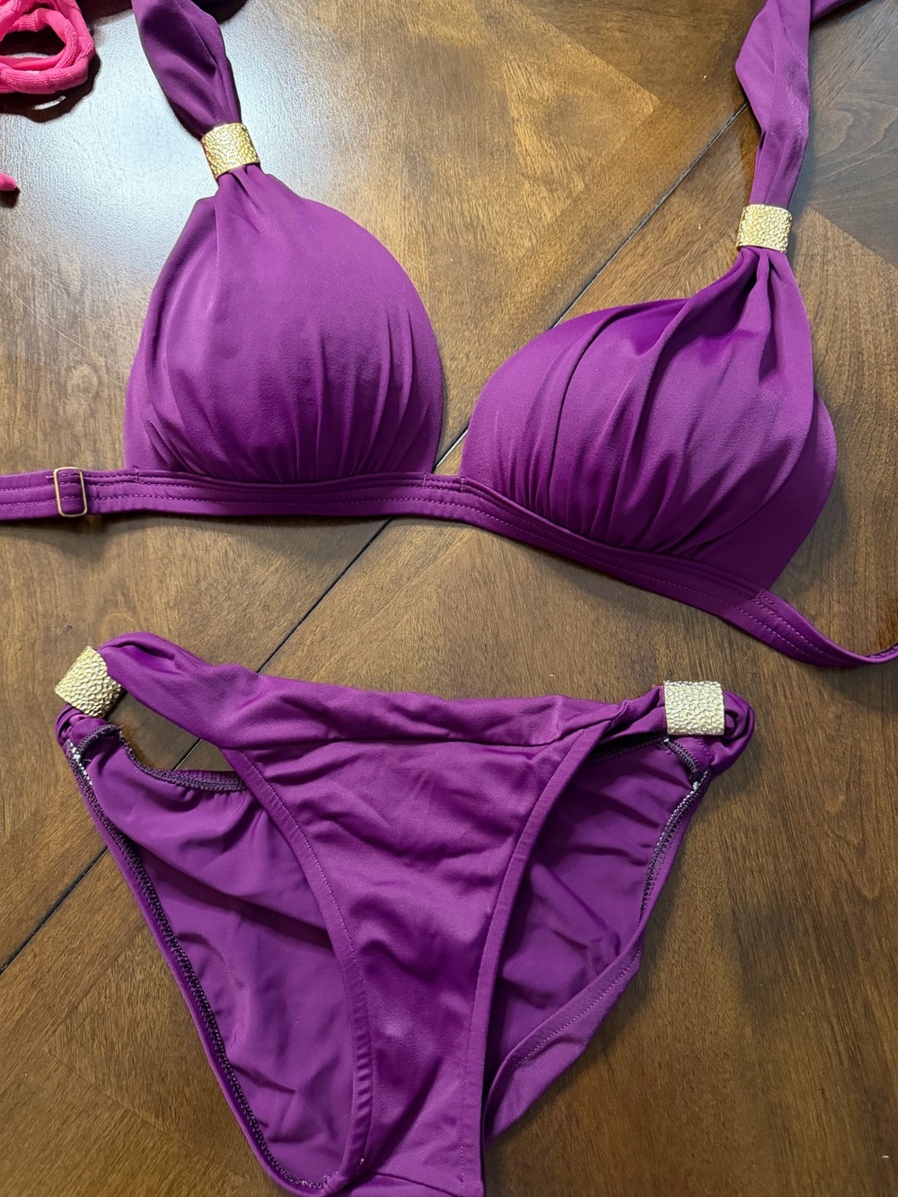 Venus Purple Bikini Set with Gold Accents